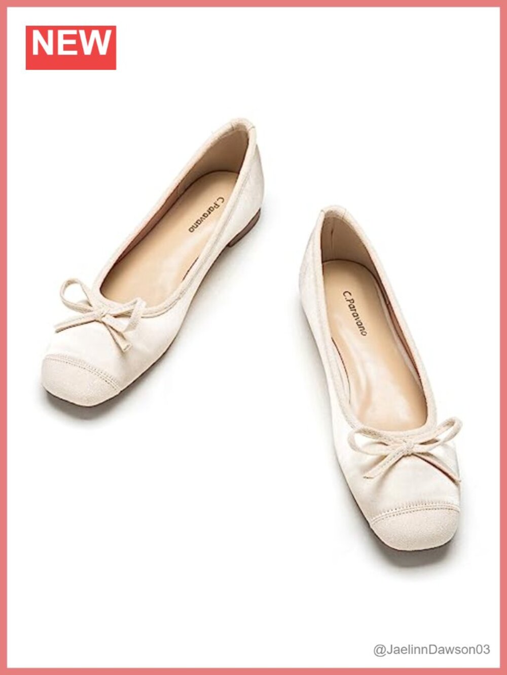 Leather Square Toe Bow Ballet Flats Slip-on Women's Shoes